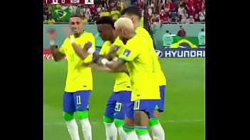 Neymar E O Esquadrão Brasileiro Arrombando A Coreia Ao Vivo! Celebração Quente E Molhada