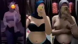 Montok Berhijab Genjot Body Hot Di Depan Cermin