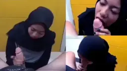 Pembantu Rumah Tangga Berhijab Mengisap Kontol Besar