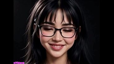 Gadis Tiongkok Cantik Menjulurkan Lidah Menggoda, Animasi Ai