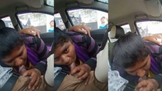 Istri Setia Lagi Ngisep Kontol Suami Di Mobil, Sementara Pacar Tamilnya Nonton Dari Belakang